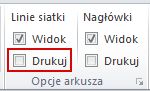 Grupa Opcje arkusza na karcie Układ strony