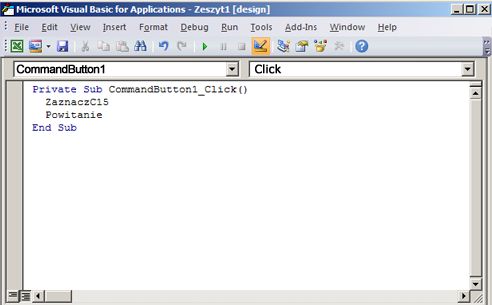 Procedura w Edytorze Visual Basic