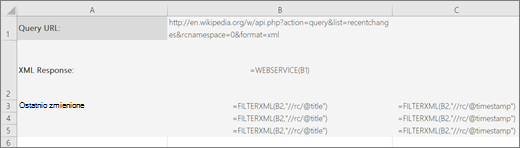 Przykład funkcji FILTERXML