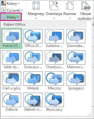 Efekty motywu na karcie Układ strony