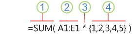 Składnia formuły tablicowej ze stałą tablicową