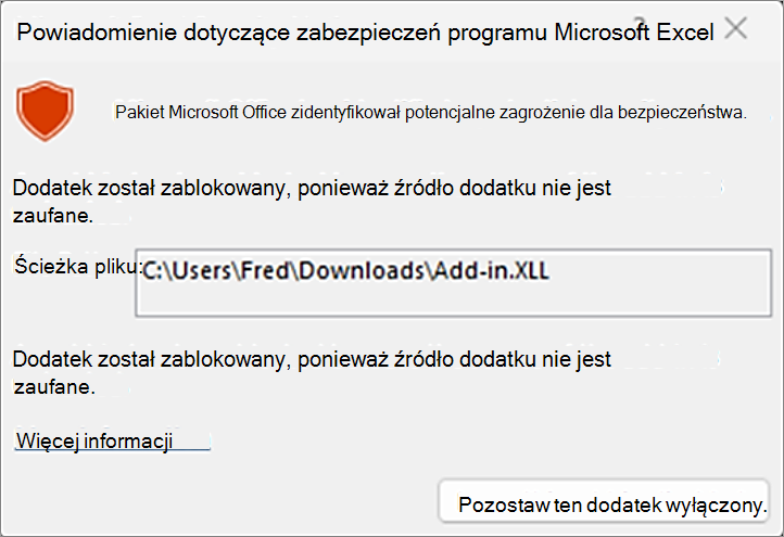 Blokowanie panelu XLL