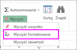 usuwanie formatowania za pomocą przycisku Wyczyść formatowanie