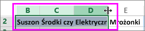 Zmiana szerokości wielu kolumn