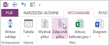 Wstawianie pliku do notatek jako załącznika