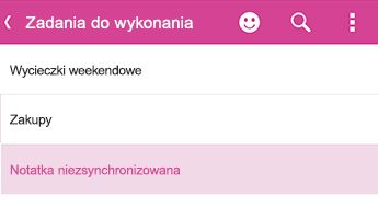 Notatka niezsynchronizowana w OneNote dla systemu Android