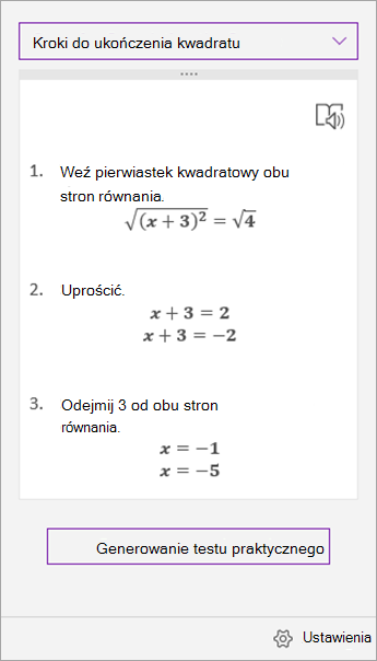 Kroki rozwiązania w okienku zadań Asystent matematyczny