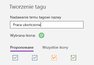 Tworzenie niestandardowego tagu w programie OneNote dla systemu Windows 10