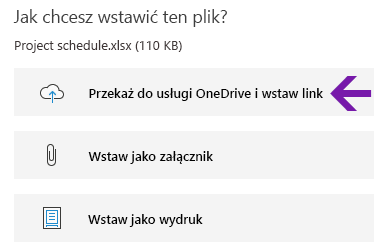 Opcje wstawiania pliku w programie OneNote dla systemu Windows 10