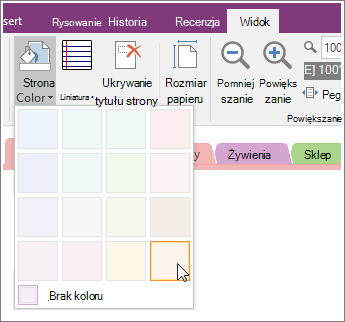 Screenshot of the Page Color button in OneNote 2016.