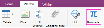 Kliknij kartę Wstawianie i wybierz pozycję Równanie