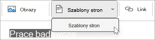 Szablony stron znajdujące się na karcie Wstawianie