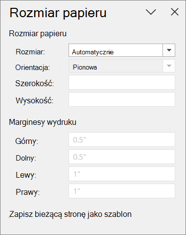 Okienko Rozmiar papieru