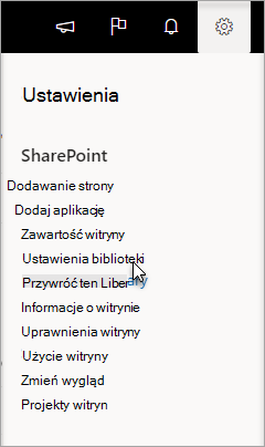 Przejdź do pozycji Ustawienia, Ustawienia biblioteki