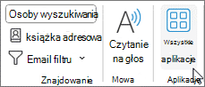 Przycisk Wszystkie aplikacje w programie Outlook dla systemu Windows
