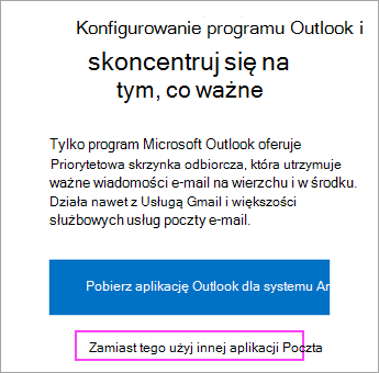 Kliknięcie linku w celu włączenia synchronizacji