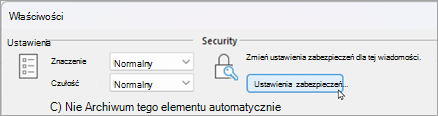 Wybierz pozycję Ustawienia zabezpieczeń
