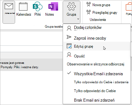 Na wstążce wybierz pozycję Ustawienia grupy Edytuj > grupę