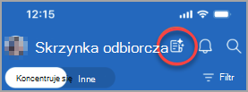 Pokazuje ikonę po lewej stronie dzwonka powiadomienia, który pokazuje wiadomości e-mail o wysokim priorytecie lub wiadomości e-mail, które wymagają odpowiedzi.