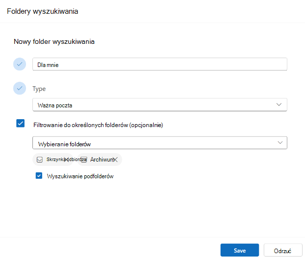 Tworzenie folderu wyszukiwania