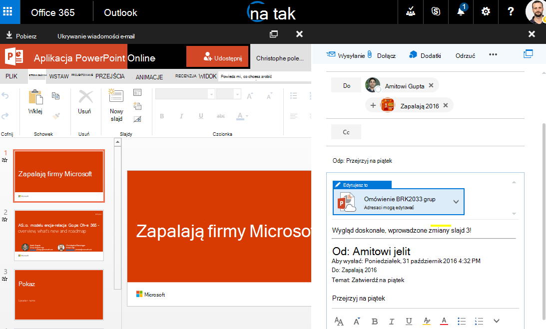Zrzut ekranu z załącznikami wiadomości e-mail