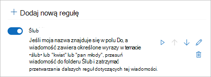 Użyj przełącznika, aby włączyć lub wyłączyć regułę.