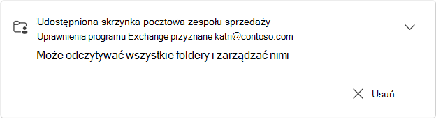 Rozszerzona karta udostępnionej skrzynki pocztowej zespołu sprzedaży