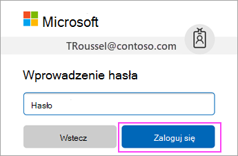 Wprowadź hasło konta służbowego usługi O365.