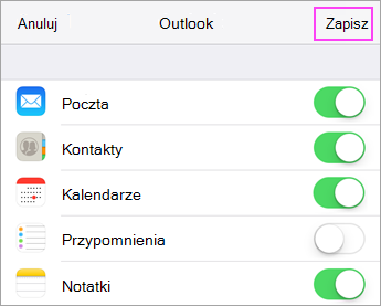 Ustawienia synchronizacji konta