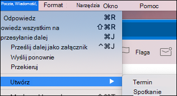 Utwórz zdarzenie na podstawie wiadomości e-mail w Outlook dla komputerów Mac.