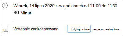 Edytowanie potwierdzenia uczestnictwa w zdarzeniu.