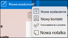Menu rozwijane Nowa lokalizacja zdarzenia.