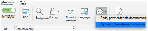 Wybierz pozycję Żądaj potwierdzeń na wstążce Opcje