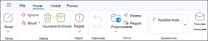 Wstążka w nowym programie Outlook dla systemu Windows