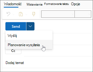 Używanie funkcji Zaplanuj wysyłanie w nowym programie Outlook dla systemu Windows