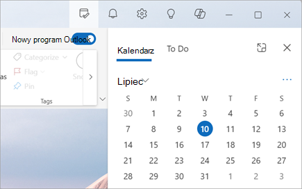 Po wybraniu pozycji Mój dzień (obok pozycji Powiadomienia) możesz wyświetlić karty Calendar lub Zadania do wykonania.