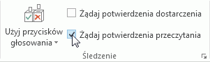 Polecenie Żądaj potwierdzenia przeczytania na wstążce