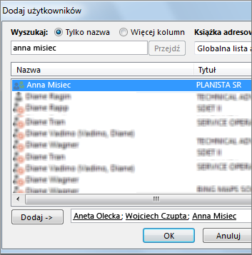 Dodawanie użytkowników do poziomu uprawnień