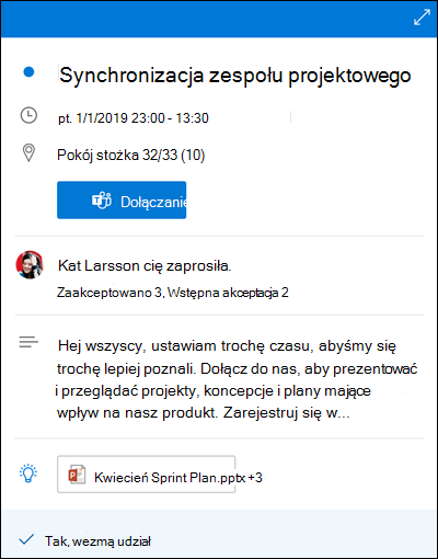 Calendar Podgląd dla Outlook dla sieci Web.