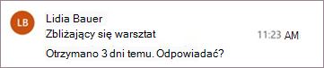 Przypomnienie wiadomości dla programu Outlook
