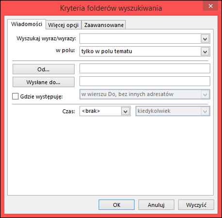 Określ kryteria wyszukiwania
