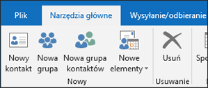Wybierz pozycję Nowy kontakt, aby utworzyć nowy kontakt.