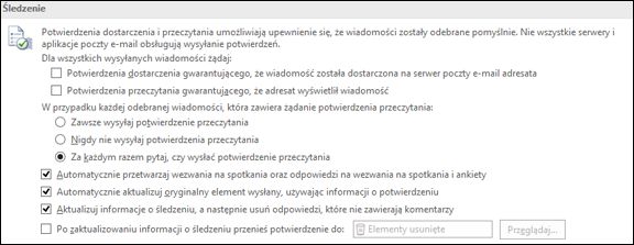 Dodaj informacje śledzenia do wiadomości.