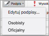 Menu podpisu