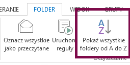 Uporządkuj foldery alfabetycznie, klikając pozycję Pokaż wszystkie foldery od A do Z.