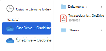 Wybierz konto magazynu w chmurze, aby wyszukać pliki, które chcesz dołączyć do wiadomości e-mail.