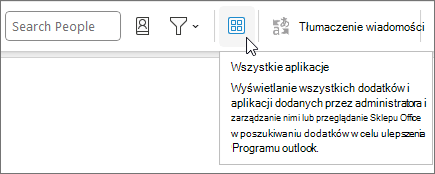 Ikona Wszystkie aplikacje na zwiniętym układzie wstążki w programie Outlook w systemie Windows.