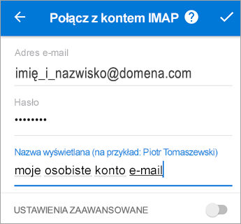 Wprowadź hasło i wszelkie potrzebne ustawienia serwera.