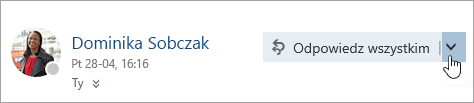 Zrzut ekranu przedstawiający przycisk Więcej akcji