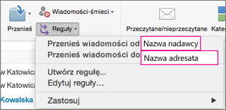 Reguły: Przenieś wiadomości...